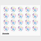Sticker Rond Coeurs aquarelle (Feuille)