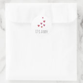 Sticker Rond Cœurs aquarelle | C'est un garçon Baby Shower Roug (Sac)