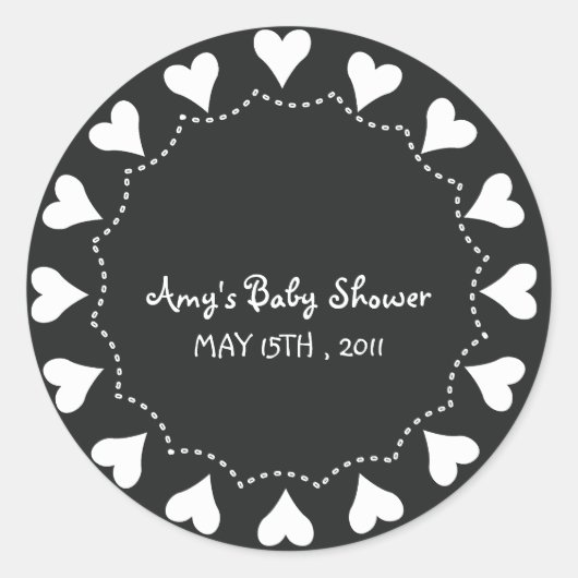 Sticker Rond Coeurs - BabYShower Stickers-5 (Devant)