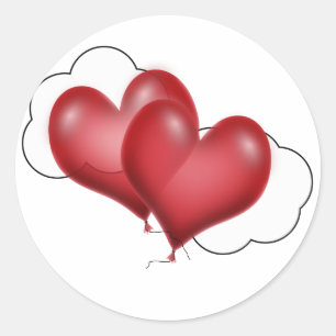 Sticker Rond Coeurs Balloons (Ajouter Votre Texte)