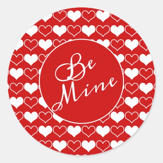 Sticker Rond Coeurs blancs sur Red Be Mine (Devant)