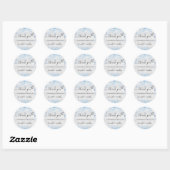Sticker Rond Coeurs bleu argenté merci mariage (Feuille)