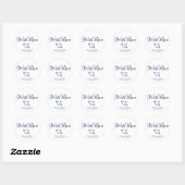 Sticker Rond Coeurs bleu marine personnalisés Mariage cadeau de (Feuille)
