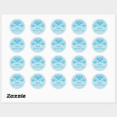 Sticker Rond Coeurs bleus et texte Heureuse Sainte-Valentin (Feuille)