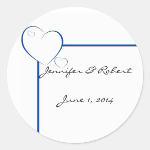 Sticker Rond Coeurs bordés en bleu saphir