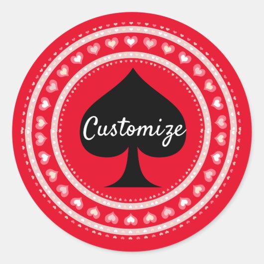 Sticker Rond Coeurs Cercle Black Spades Thunder_Cove (Devant)