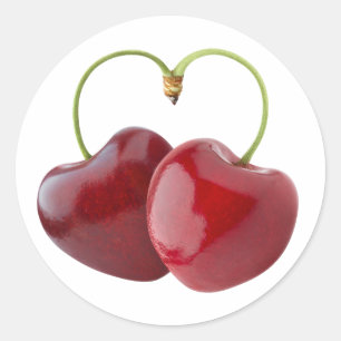 Sticker Rond Coeurs cerise