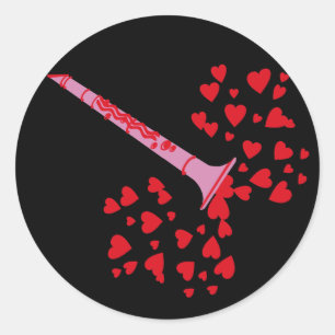 Sticker Rond Coeurs Clarinet