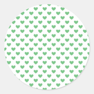 Sticker Rond Cœurs Classiques Été Vert - Blanc