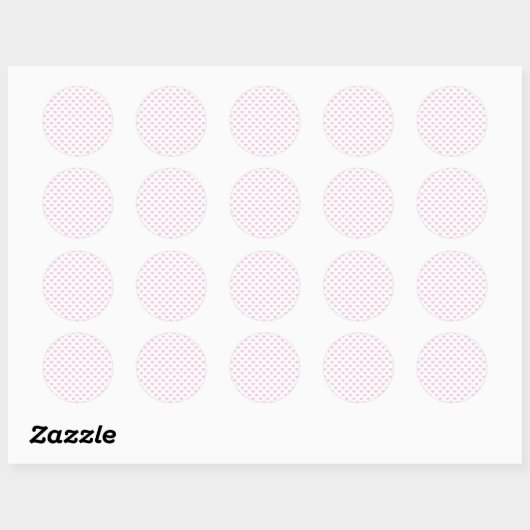 Sticker Rond Cœurs Classiques Rose Clair - Blanc (Feuille)