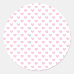Sticker Rond Cœurs Classiques Rose Clair - Blanc