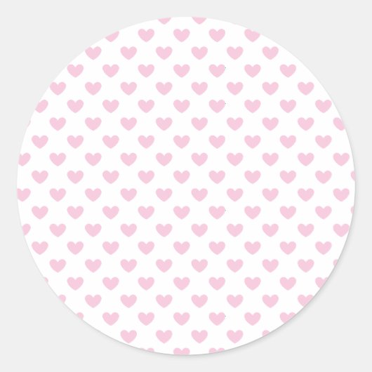 Sticker Rond Cœurs Classiques Rose Clair - Blanc (Devant)
