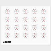 Sticker Rond Coeurs classiques simples Enregistrer la date (Feuille)