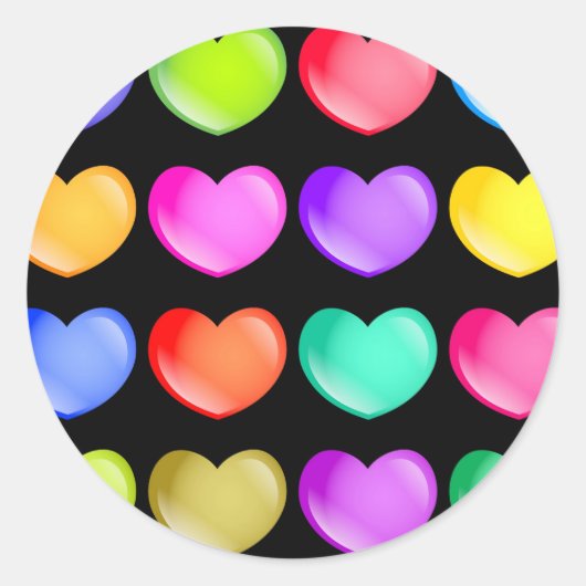 Sticker Rond Coeurs colorés (Devant)