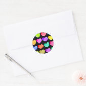 Sticker Rond Coeurs colorés (Enveloppe)