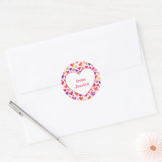 Sticker Rond Coeurs colorés Salle de classe Saint-Valentin