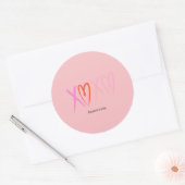 Sticker Rond Coeurs colorés "XOXO" Saint Valentin (Enveloppe)