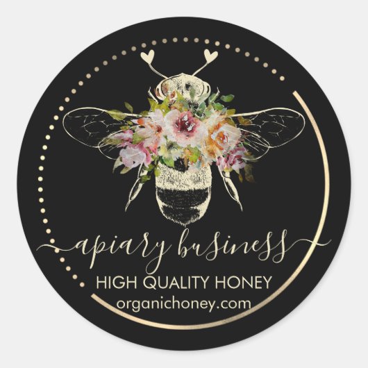 Sticker Rond Cœurs d'abeilles de l'apière noire (Devant)