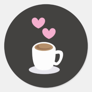 Sticker Rond Coeurs d'amour café sur noir