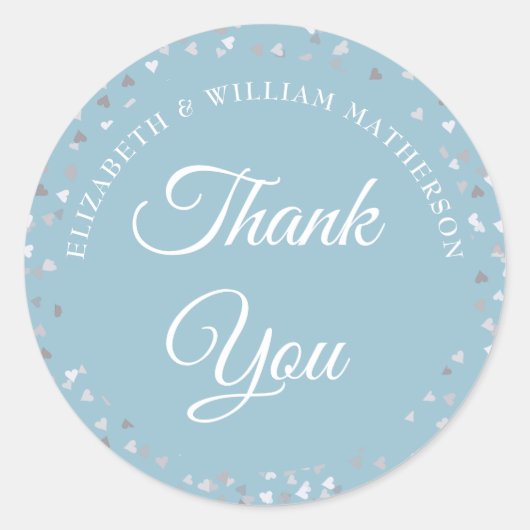 Sticker Rond Cœurs d'amour Confetti Script Merci (Devant)
