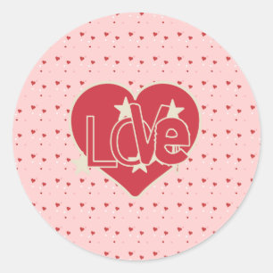 Sticker Rond Coeurs d'amour et étoiles