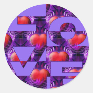 Sticker Rond COEURS D'AMOUR lila