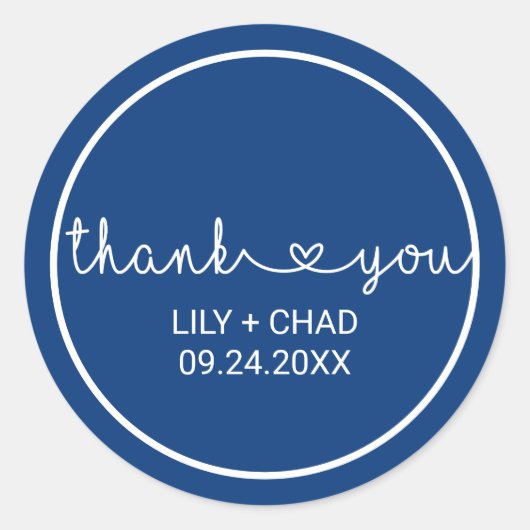 Sticker Rond Coeurs d'amour | Marine Merci de mariage Favoriser (Devant)