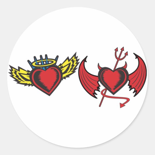 Sticker Rond Coeurs d'ange et de diable (Devant)