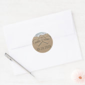 Sticker Rond Coeurs dans la plage de sable Faveur mariage sur l (Enveloppe)