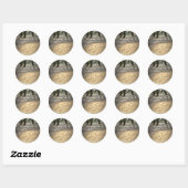 Sticker Rond Coeurs dans le Sand Beach Shore Palm Tree Mariage (Feuille)