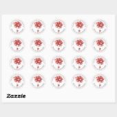 Sticker Rond Coeurs d'aquarelle rouge Heureuse Sainte-Valentin  (Feuille)
