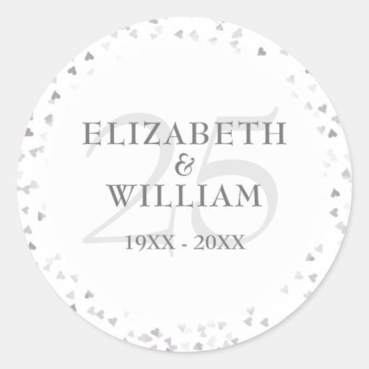 Sticker Rond Cœurs d'Argent 25e Anniversaire (Devant)