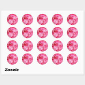 Sticker Rond Cœurs de confettis roses (Feuille)