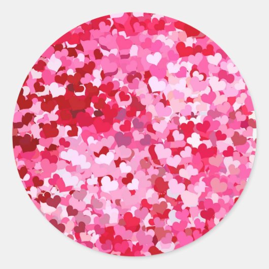 Sticker Rond Cœurs de confettis roses (Devant)