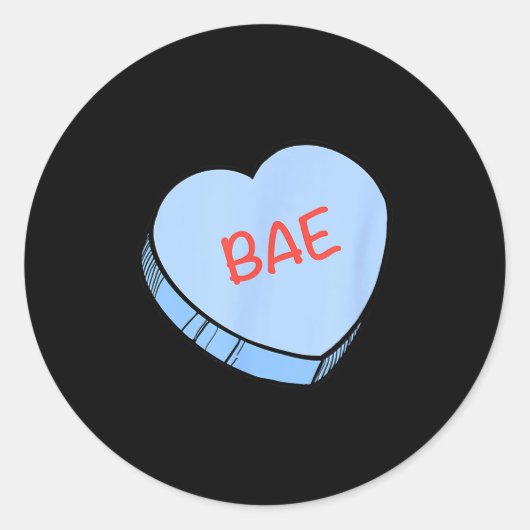 Sticker Rond Cœurs de conversation «bae» pour la Saint-Valentin (Devant)
