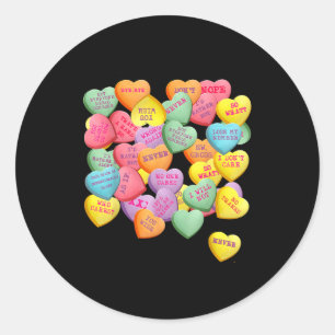 Sticker Rond Cœurs de conversation de bonbons vintage pour anti