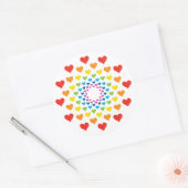 Sticker Rond Coeurs de couleur arc-en-ciel (Enveloppe)