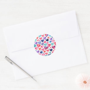 Sticker Rond cœurs de couleur vive