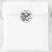 Sticker Rond Coeurs de Denim Blanc Bleu (Sac)