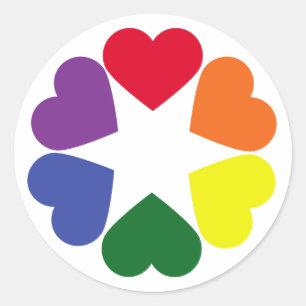 Sticker Rond Coeurs de fierté LGBT