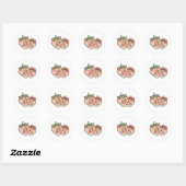 Sticker Rond Cœurs de fraise en patchwork Art mignon Coquette (Feuille)