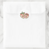 Sticker Rond Cœurs de fraise en patchwork Art mignon Coquette (Sac)