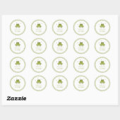 Sticker Rond Coeurs de grenouille verte Nom Baby shower (Feuille)