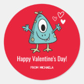 Sticker Rond Coeurs de la Saint Valentin Rouge (Devant)