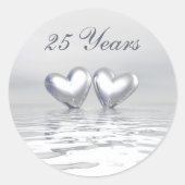 Sticker Rond Coeurs de l'anniversaire d'argent (Devant)