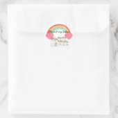 Sticker Rond Coeurs de lapin mignons et amoureux arc-en-ciel (Sac)