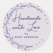 Sticker Rond Coeurs de lavande florale Wreath fait main (Devant)