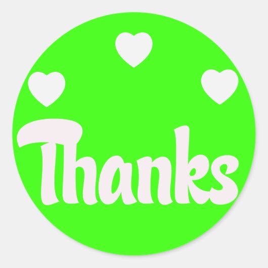 Sticker Rond Coeurs de Merci vert citron à citron vert (Devant)