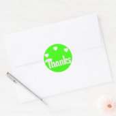 Sticker Rond Coeurs de Merci vert citron à citron vert (Enveloppe)