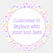 Sticker Rond Coeurs de Parties scintillant rose violet personna (Devant)